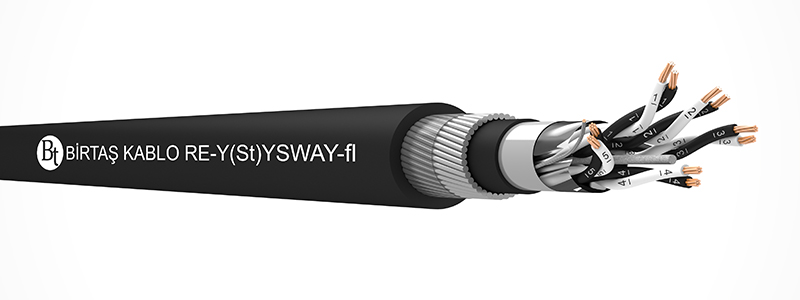 RE-Y(St)YSWAY-fl    70°C  /  300 V Cu-PVC-OSCR-PVC-SWA-PVC-MP